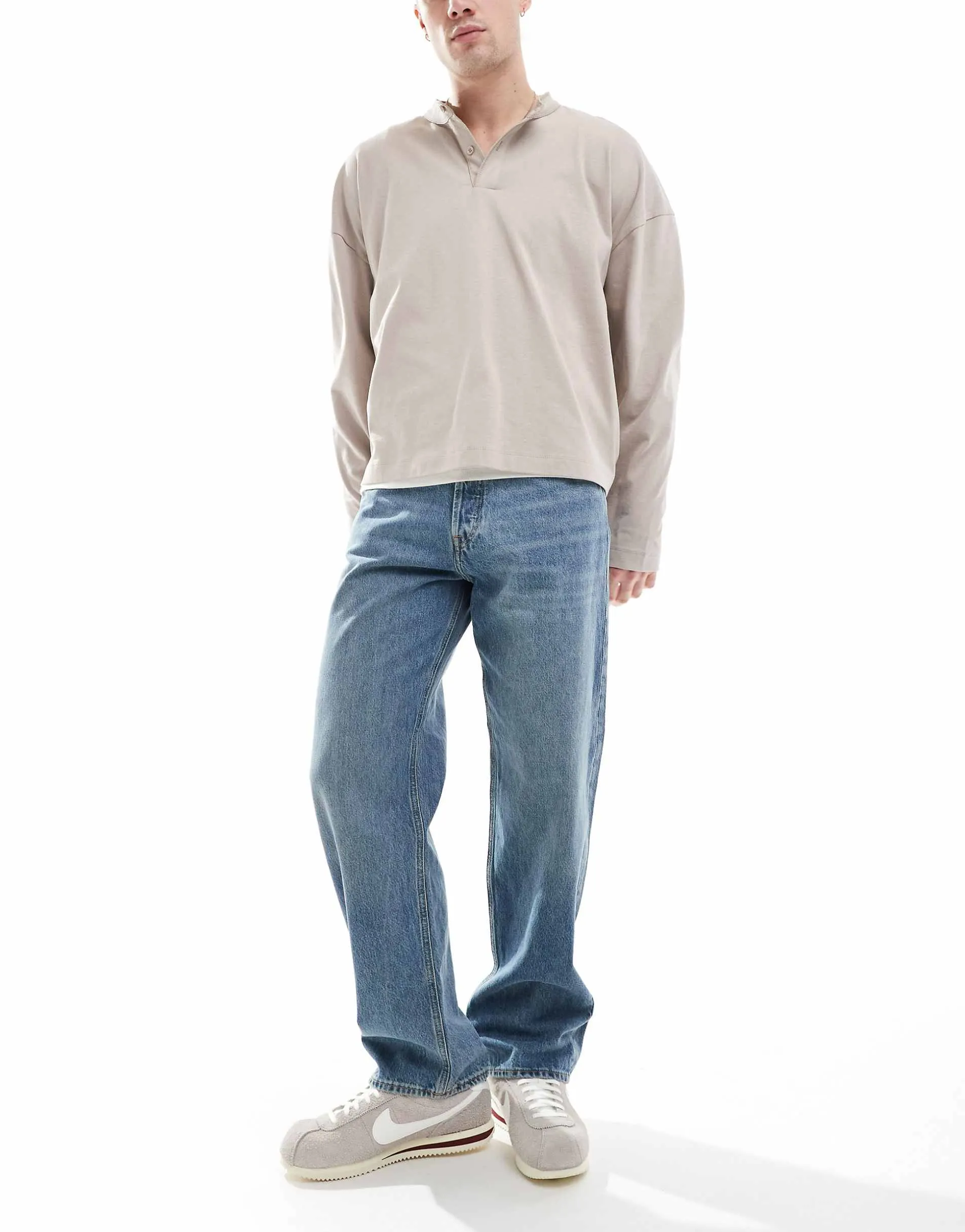 Jack & Jones Eddie loose jeans in mid blue vintage wash