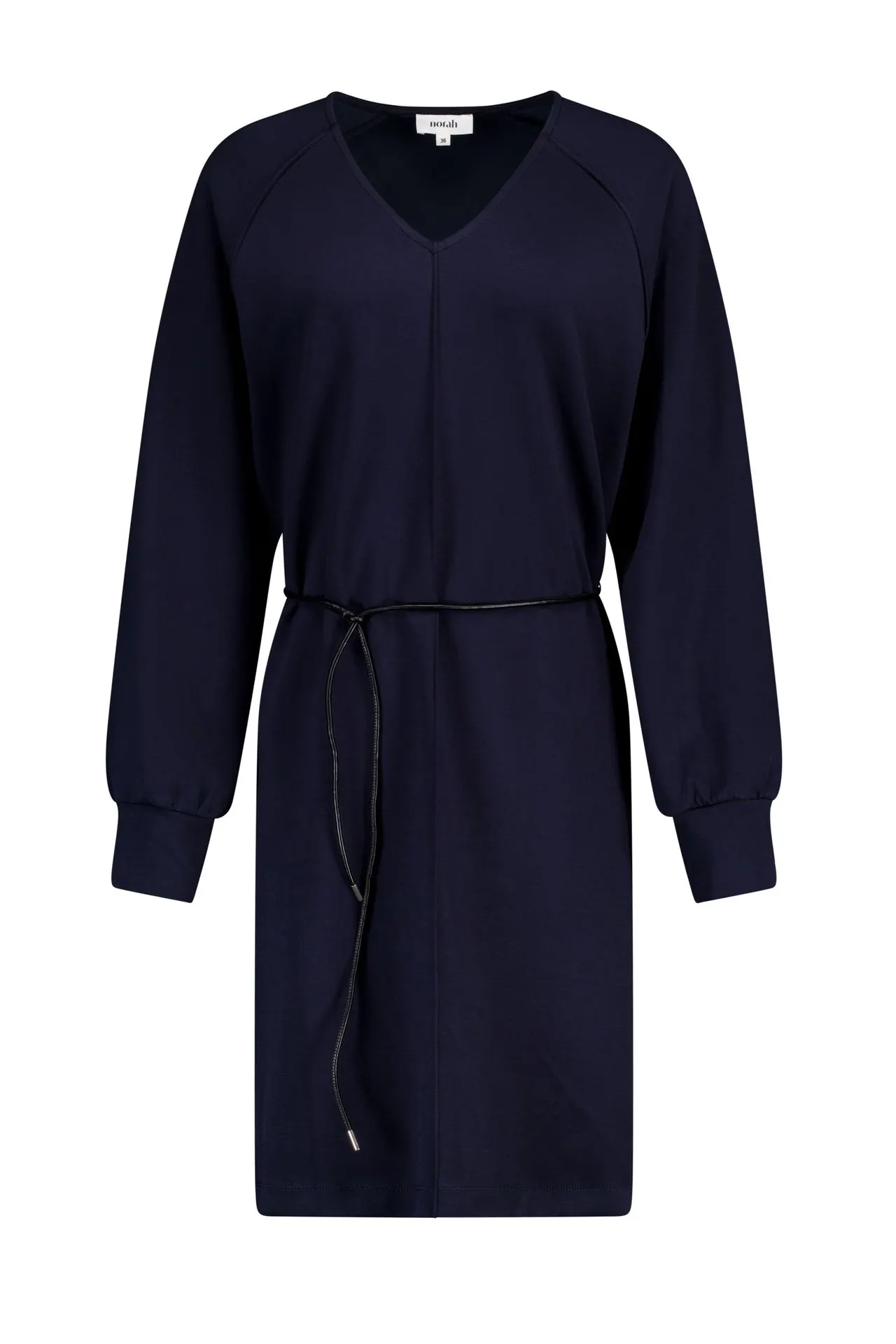 Donkerblauwe midi jurk met V-hals