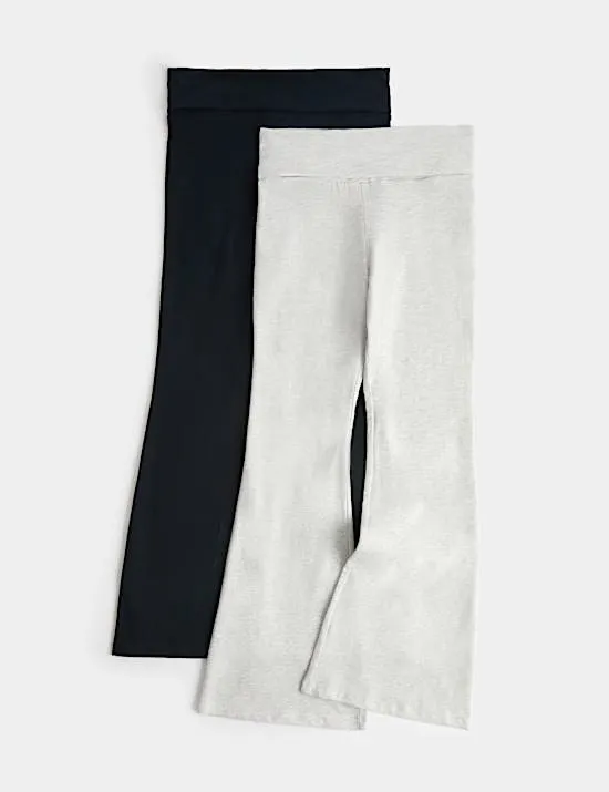2er-Pack Leggings mit hohem Baumwollanteil und geraffter Taille (6–16 J.)