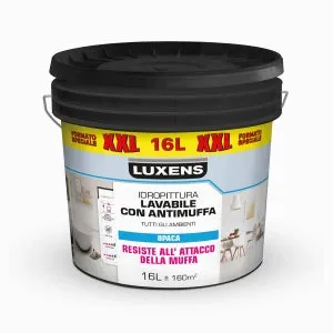 Pittura per interni per parete e soffitto antimuffa lavabile, LUXENS XXL Extra opaca bianco opaco, 16 L