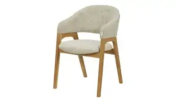 Bouclé-Armlehnstuhl aus Eiche Massivholzgestell Erik