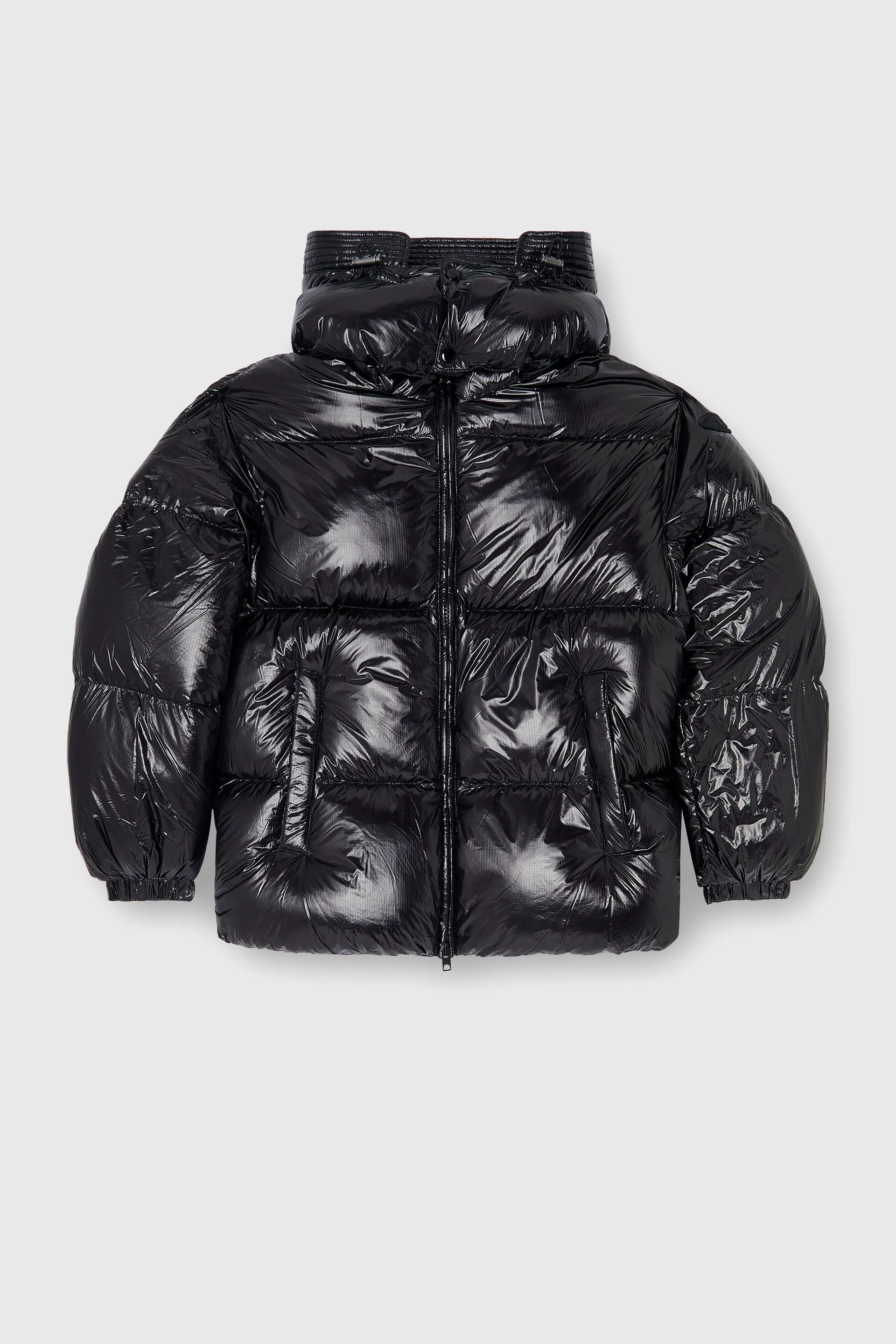 Down puffer jacket with detachable hood
