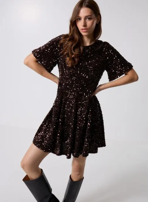 Jurken ROBE-SEQUIN dames bruin