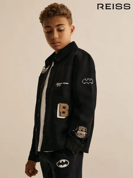 Reiss Black Emory 9-13 yrs Batman | Reiss Cotton Badge Overshirt