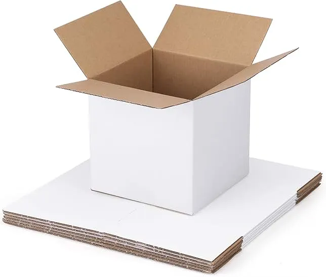 SPEPLA Shipping Boxes 6x6x6 Set of 6, White Corrugated Cardboard Box for Mailing Business Packaging