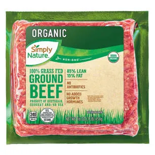 Organic Grass Fed 85% Lean Ground Beef, 1 lb