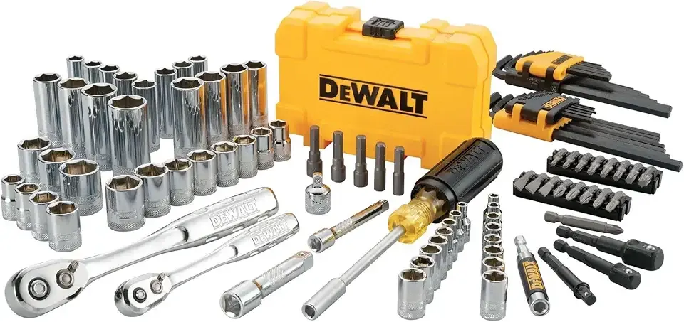 DEWALT Mechanics Tools Kit and Socket Set, 1/4" & 3/8" Drive, SAE, 108-Piece (DWMT73801)