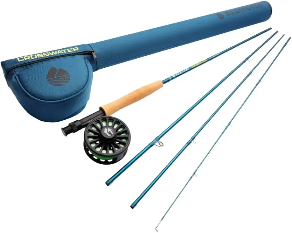 Redington Crosswater Fly Fishing Outfit – 4-Piece Fly Rod with Crosswater Reel, Rio Mainstream Fly Line & Zippered Travel Case – Complete Starter Kit
