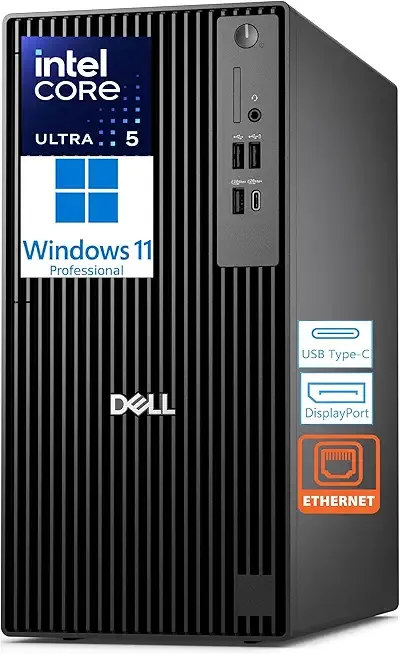 Dell Pro Tower Plus Tower Desktop Computer, Intel Core Ultra 5 235, 16GB RAM, 512GB SSD, Ethernet USB-C DisplayPort, Supports Up to 4 Monitors, Windows 11 Pro, Business Everyday Use