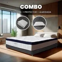 Combo Colchón Confort Sencillo 100X190 Cm Medio Firme Ortopédico con Almohada Y Protector