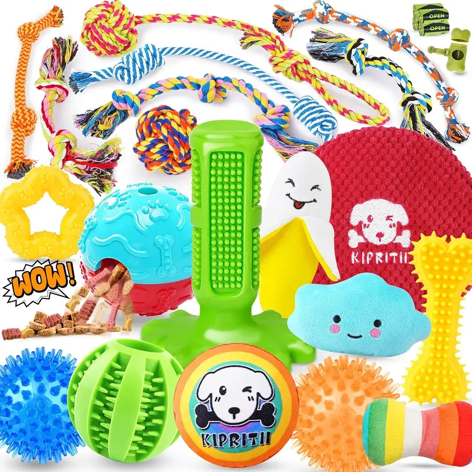 KIPRITII 25 Pack Various Dog/Puppy Toys Set for Small & Medium Dogs