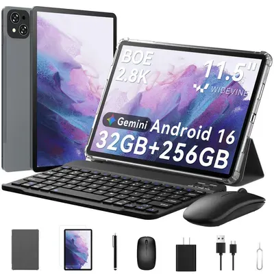 KINGRID T12 Pro 11.5" Tablet 2.8K BOE Display, Android 16, Helio G100, 32+256GB, 8000mAh, Dual 4G SIM, Face ID, 13MP, mit Tastatur/Maus/Stift/Hülle
