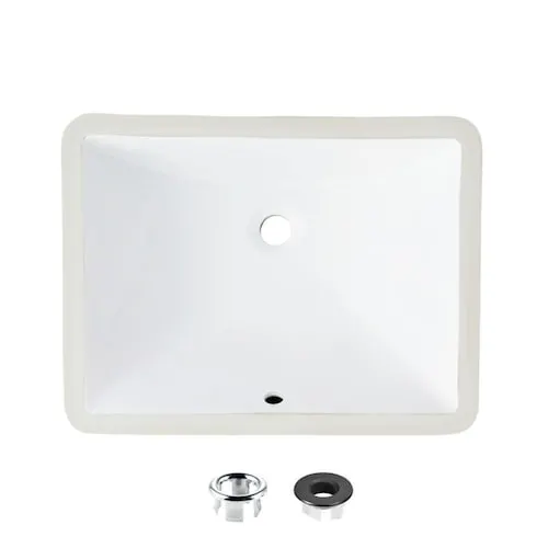 20 inch Rectangular Undermount Ceramic Bathroom Sink with 2 Overflow Finishes