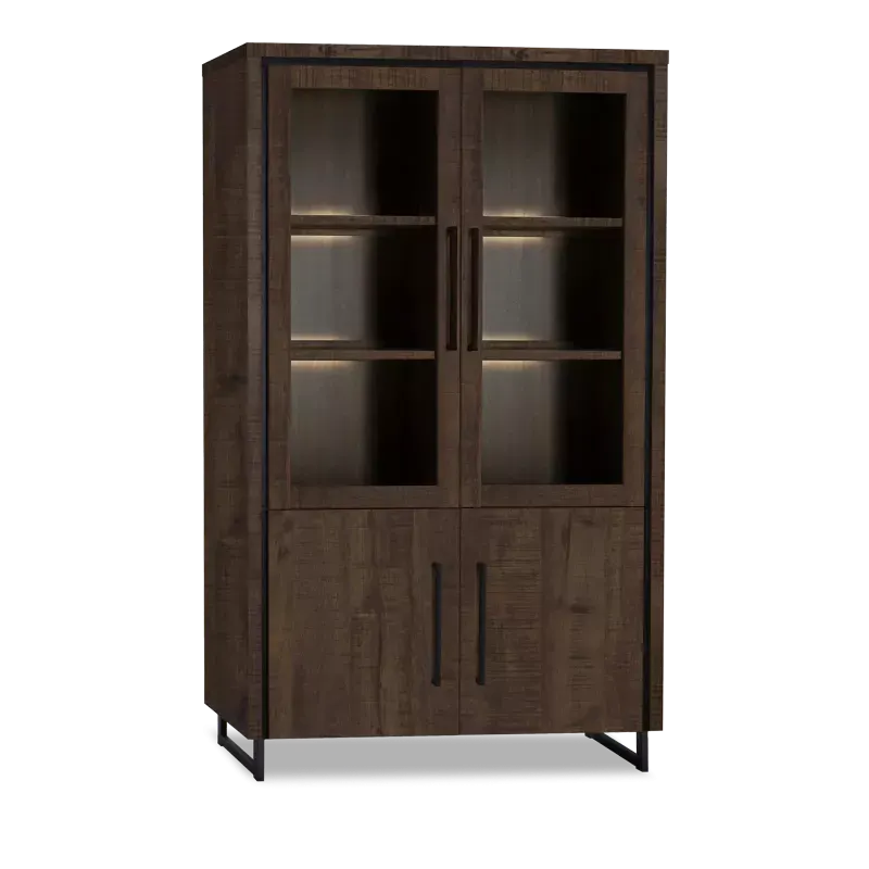 Vitrinekast Sheridan - 118 cm - Lamulux Dark Mango - 4 deuren