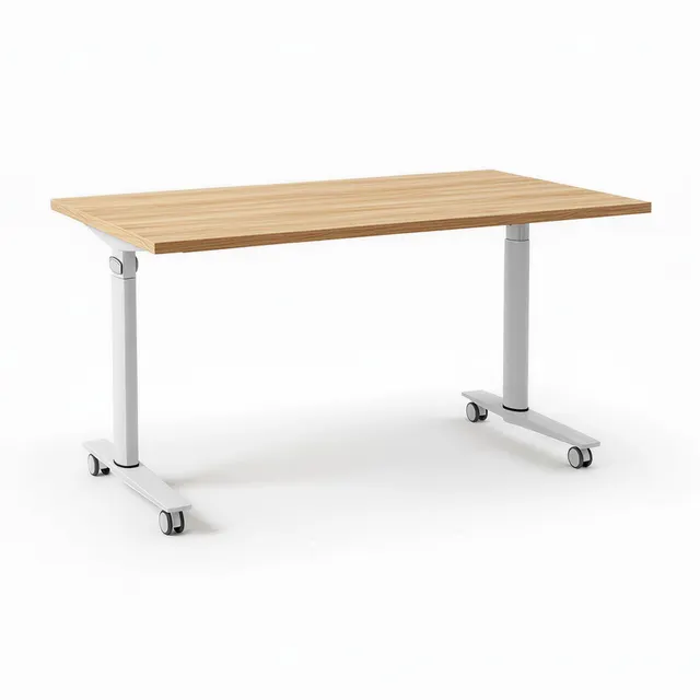 Mesa Escritorio Plegable y Volteable de Oficina con Ruedas - 1600x800x755mm - Color Roble Stella