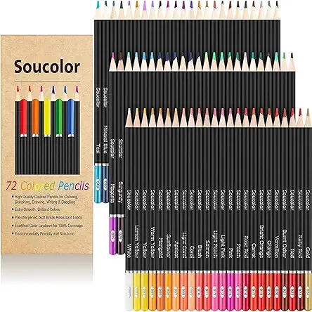 Soucolor 72 Colored Pencils for Adult Coloring Book,Back to School Supplies