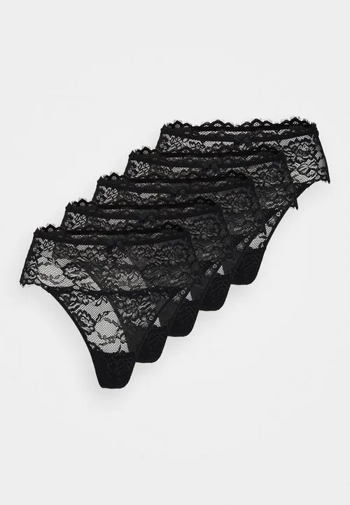 5PP HIGH RISE LACE THONG - Stringtruse - black