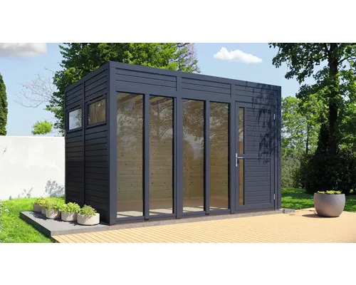 Dřevěný zahradní domek Bertilo Cubo 3 Office antracit 336 x 234 cm