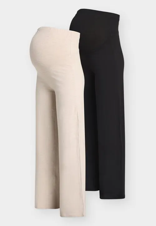 STRAIGHT LEG - Wide leg - black/mottled beige