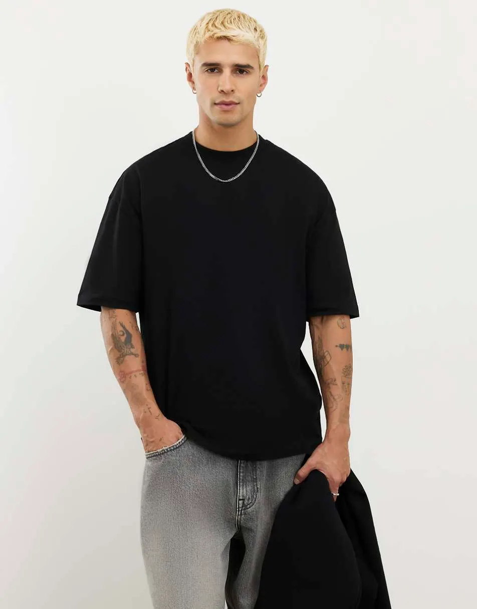 River Island Oversized fit pack of 2 t-shirt in black