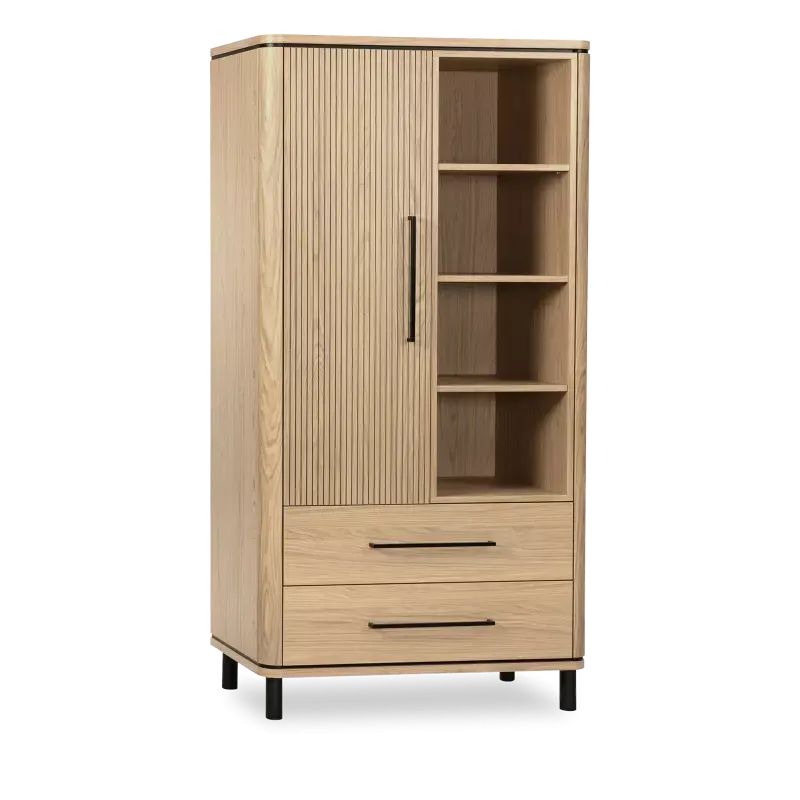 Wandkast Shuffle – 89 cm – Lamulux Blond Oak – 1 deur, 2 laden, 4 open vakken
