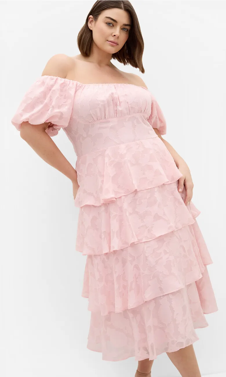 Dania Ruffle Tier Dress - heavenly pink