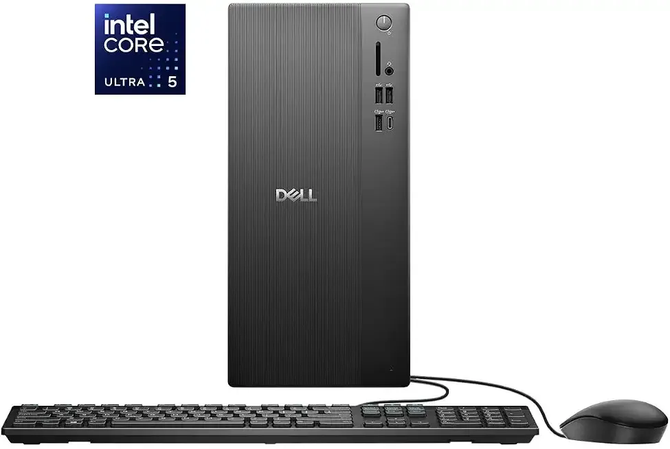 Dell Tower Desktop, 10-Core Intel Core Ultra 5 225, 16GB RAM 1TB SSD, Wired Keyboard & Mouse, Windows 11 Home, SageNova Docking Station, Black