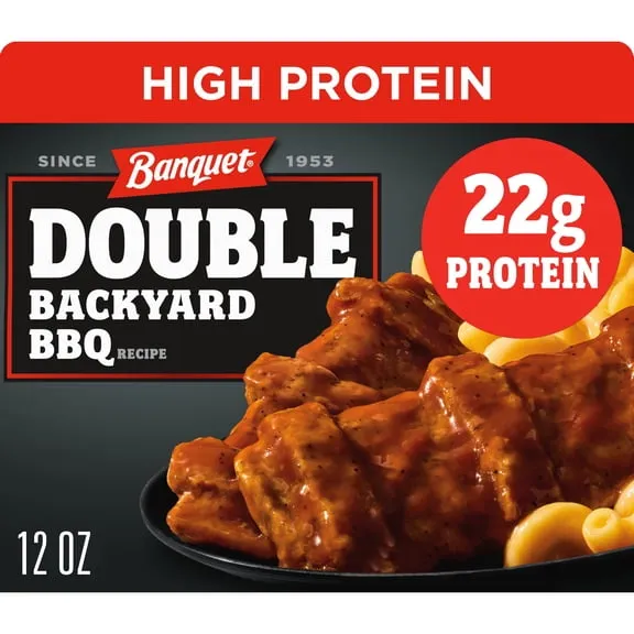 Banquet Double Backyard BBQ Recipe, 22g Protein, High Protein Frozen Meal, 12 oz., $2.33, 19.4 ¢/oz