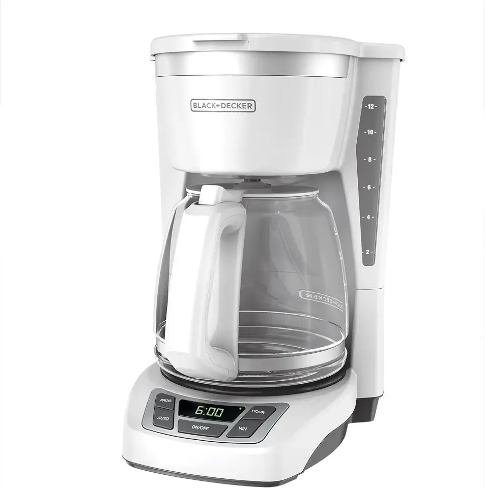 BLACK+DECKER CM1160W-1 CM1160W 12-Cup Programmable Coffeemaker, White/Stainless Steel