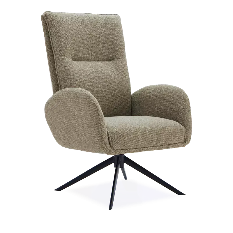 Draaifauteuil Whisper Hoog - stof Lodge Thyme - pocketvering - poot zwart