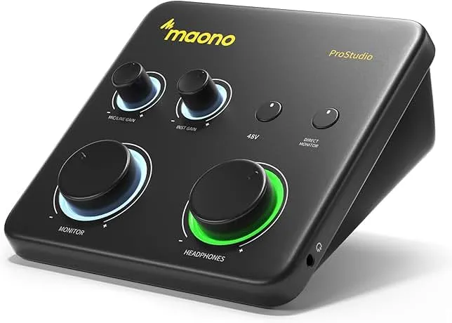 MAONO USB Audio Interface for PC: Interface with XLR Input 24-bit/192kHz Routing Software LOOPBACK ASIO Driver for Recording Music, Home-Studio, Guitar, Podcast, Streaming, DAW(PS22 Lite Black)