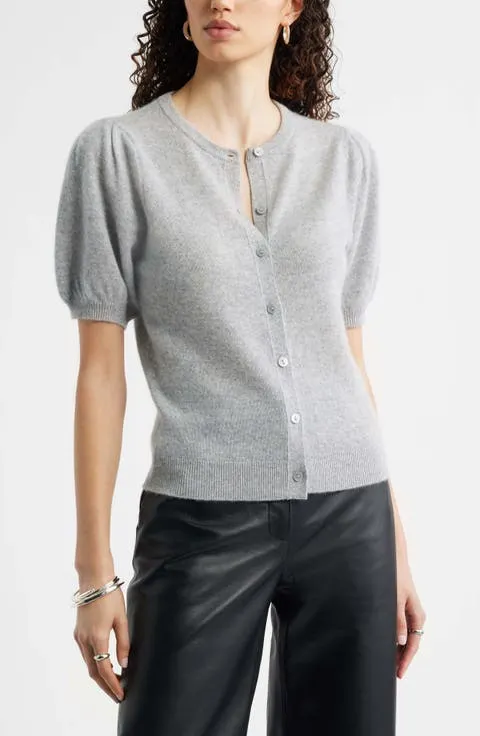 Puff Sleeve Cashmere Cardigan