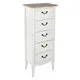 Chiffonnier 5 tiroirs blanc plateau bois 45x30x113...