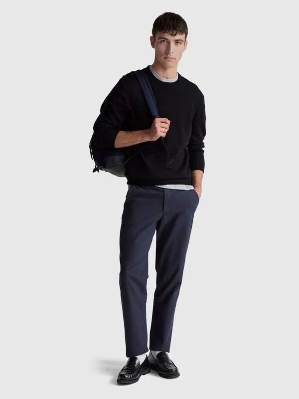 Black sweater in pure Merino wool
