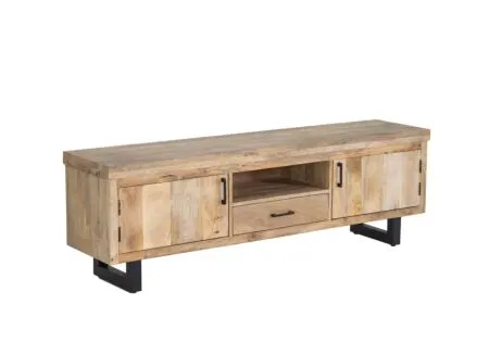 Tv-meubel Boqueria 180cm - mango massief & metaal - naturel