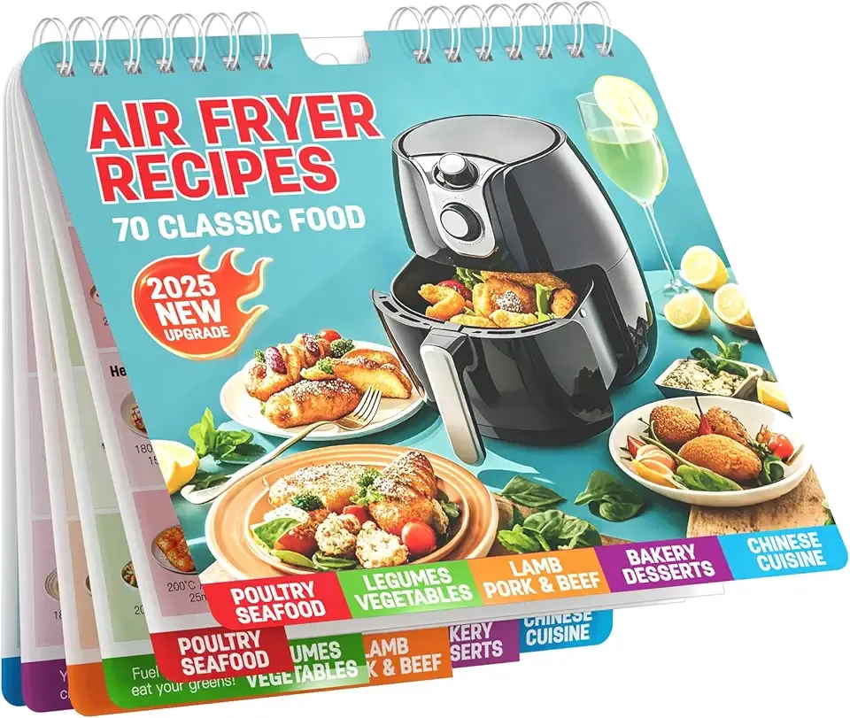 Magnetic Air Fryer Cheat Sheet, Cooking Guide Booklet,70 Illustrated Recipes & Cooking Gifts- Keto Air Fryer Cookbooks for Beginners- Instant Pot Air Fryers Accessories, Kitchen Gadgets