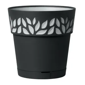 Vaso e piattino Opera Cloe STEFANPLAST in polipropilene grigio H 19 x ø 20 cm