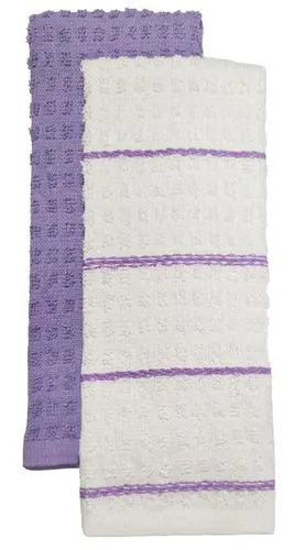 Striped Terry Kitchen Towels - Purple