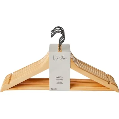 Natural Wooden Hangers 8 Pack