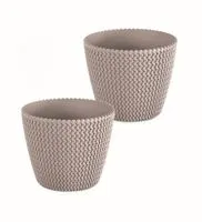 2er-Set Blumentopf in Strickoptik, ca. 11,5 Liter - Taupe