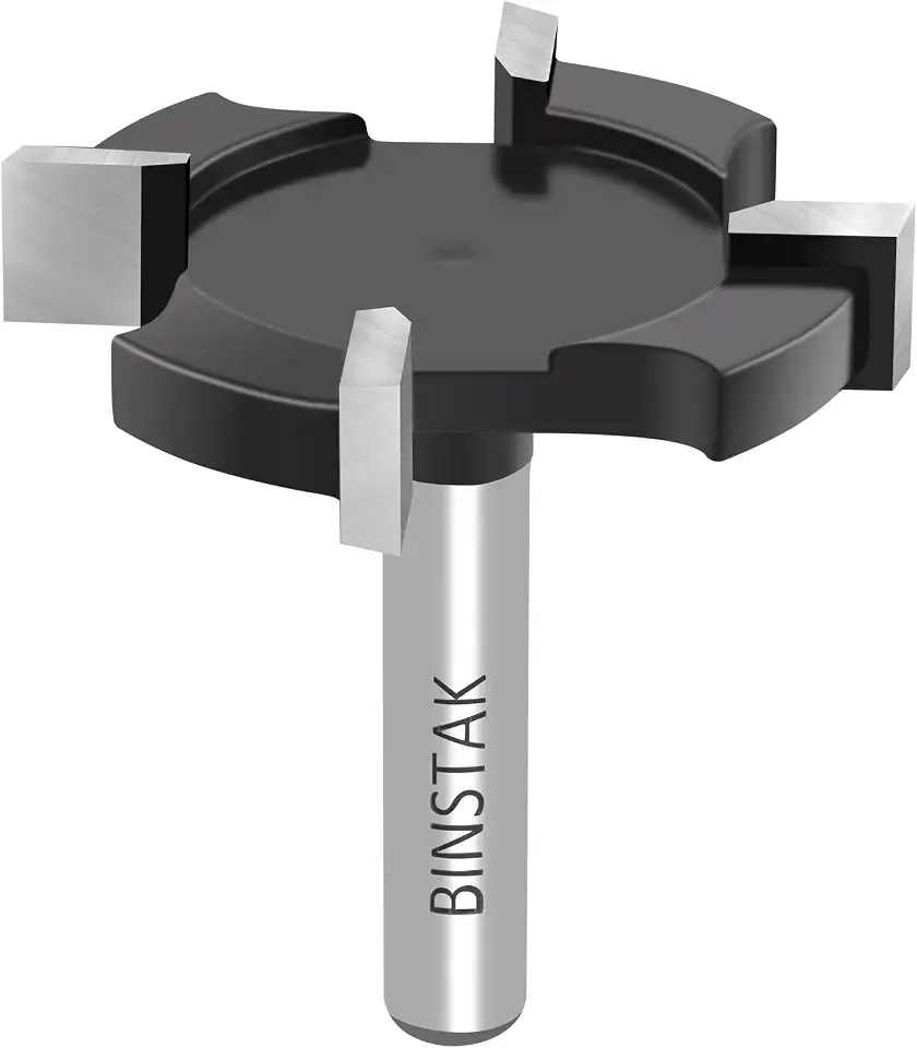 CNC Spoilboard Surfacing Router Bit 1/4 Inch Shank, Extra Large 1-1/2 Inch Cutting Diameter, Slab Flattening Router Bit Planing Bit Wood Planing Bit Dado Planer Bit(Carbide-4 Wings)