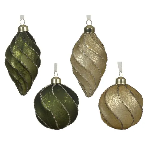Decoris gedecoreerde glazen kerstbal met swirl-patroon 8cm