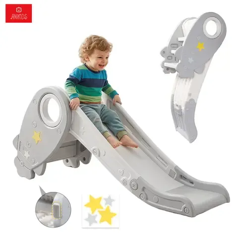 Resbalín Infantil Plegable Tobogán Niños Cohete 125x55x41 Cm Color Gris