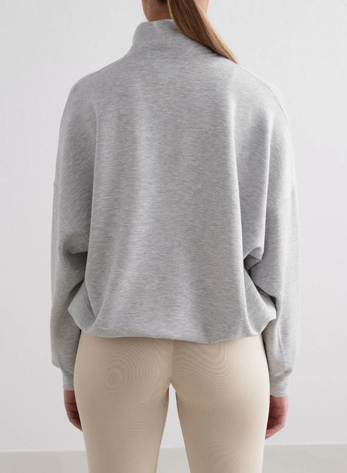Light Grey Melange Comfy Modal Half Zip
