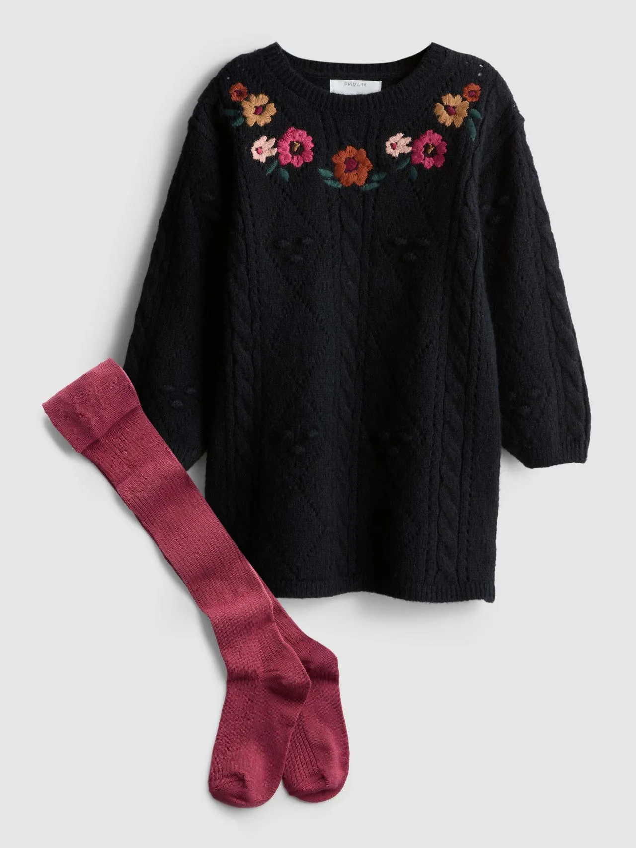 1–9 ans | Robe pull à fleurs brodées et collants