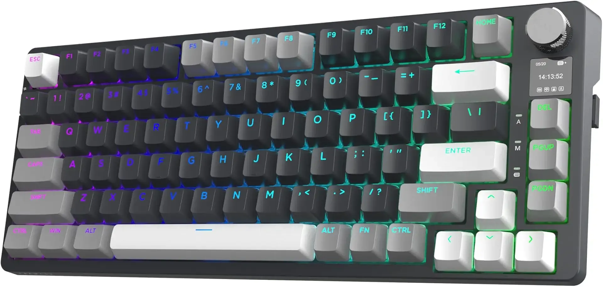 TECWARE Phantom S 75% Gasket-Mounted Mechanical Keyboard | Tri-Mode Connectivity 2.4GHz/Bluetooth/Wired | Customizable LCD Display | RGB Backlit | 4000mAh Battery | Red Linear Switches | Black/Grey