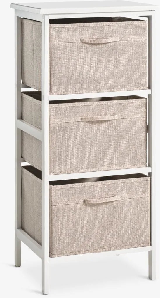 Cassettiera OREBY con 3 scatole bianco/beige