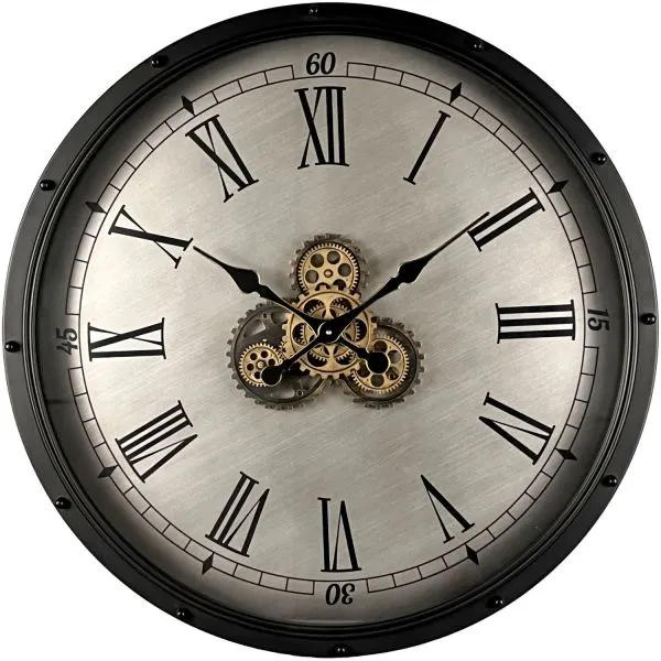 Klok Nimar metaal rond 80cm zwart beige dessin 42