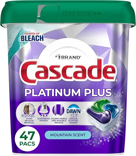 Cascade Platinum Plus Dishwasher Pods, Dishwasher Detergent, Dish Detergent Soap, Mountain, 47 Count