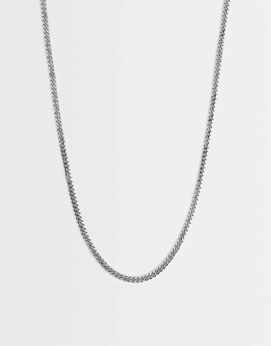 ASOS DESIGN short slim 4mm neck chain in silver tone
